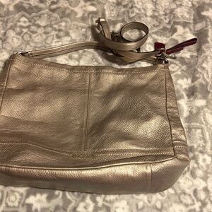 COACH silver leather textured in very good condition